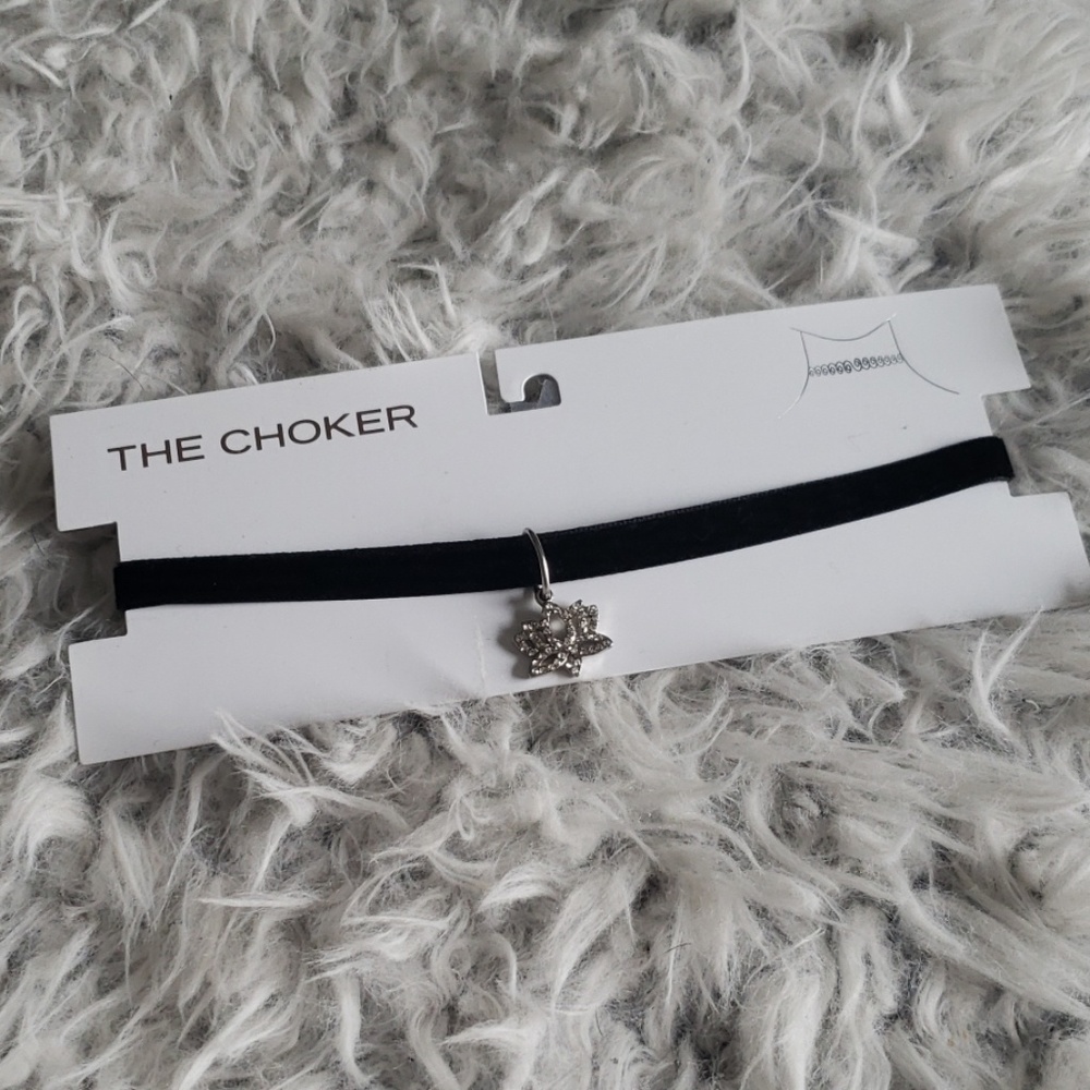 Velvet Choker with Lotus pendant